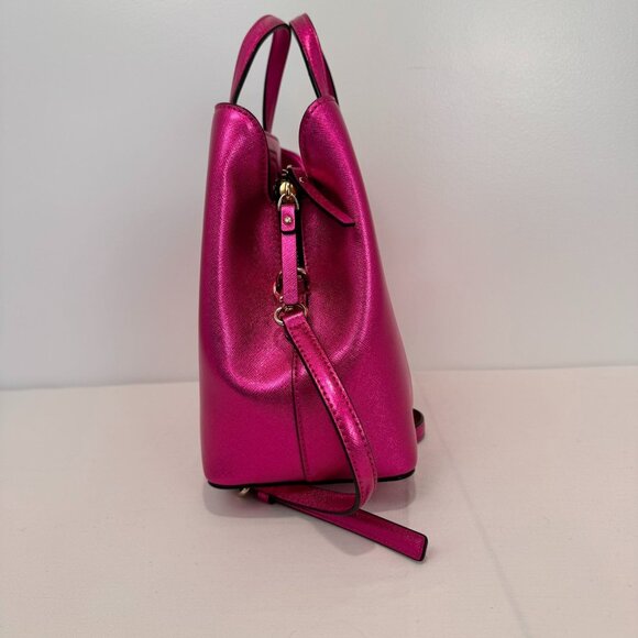 NWOT Kate Spade New York Hot Pink Saffiano Leather Satchel Tote Crossbody Strap - Picture 2 of 10